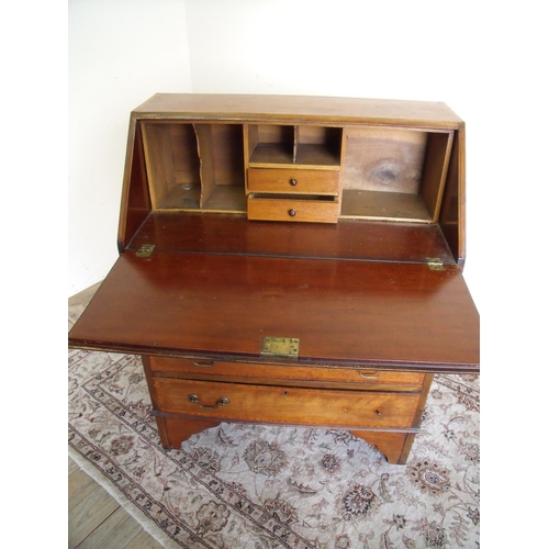 272 - Edwardian mahogany inlaid bureau with fall front revealing fitted interior above four drawers (width... 