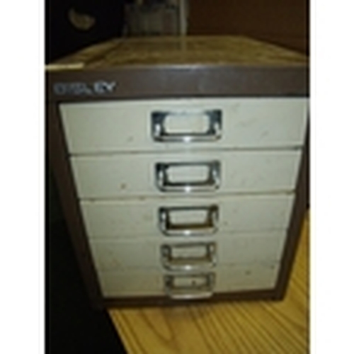 64 - Bisley metal five drawer desk top filing cabinet (28cm x 41cm x 32cm)