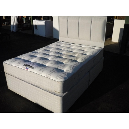 264 - Sleepeezee double divan bed with drawers to the base and upholstered headboard