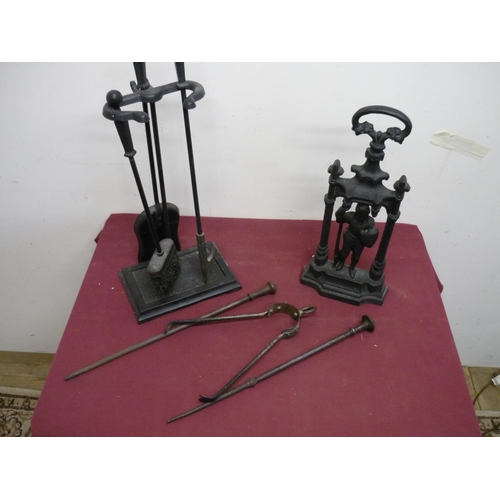 5 - Modern cast metal fire companion set and another in the form of a knight (2)