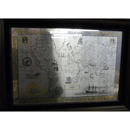 19 - Framed and mounted Royal Geographical Society silver hallmarked map with various engraved detail (70... 