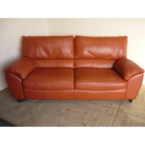 248 - Large two seat leather sofa and matching smaller two seat sofa