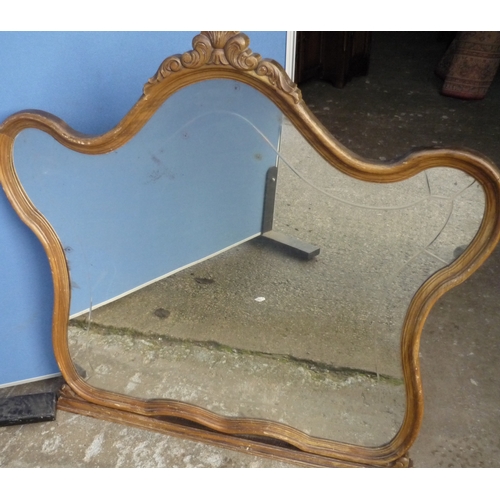 278 - Victorian style beech framed over mantel type mirror (width 95cm)