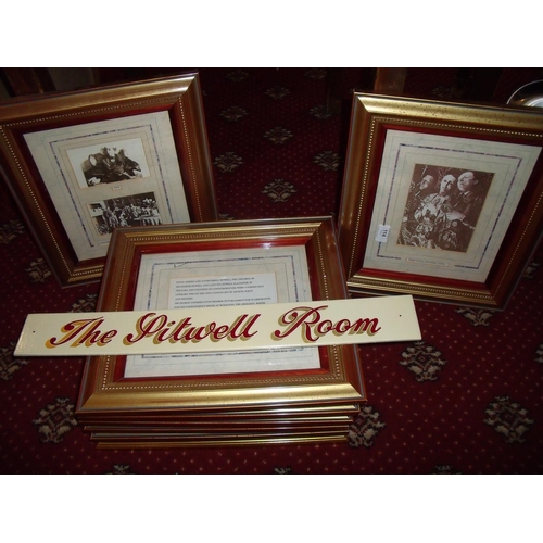 114 - Selection of various framed photographic and other prints relating to the Sitwell Family and a paint... 