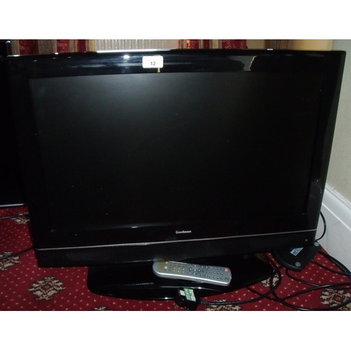 12 - Goodmans 26 inch flat screen TV with remote and another smaller TV (2)