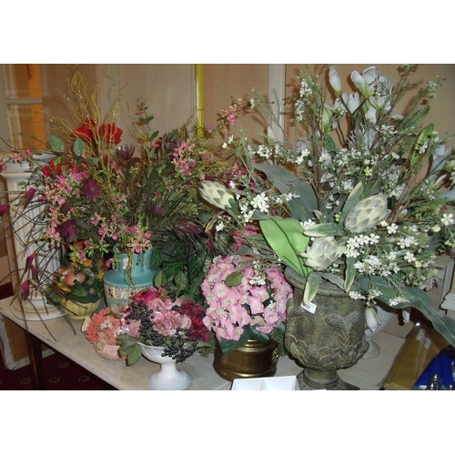 22 - Large selection of faux floral arrangements, jardinières etc (QTY)