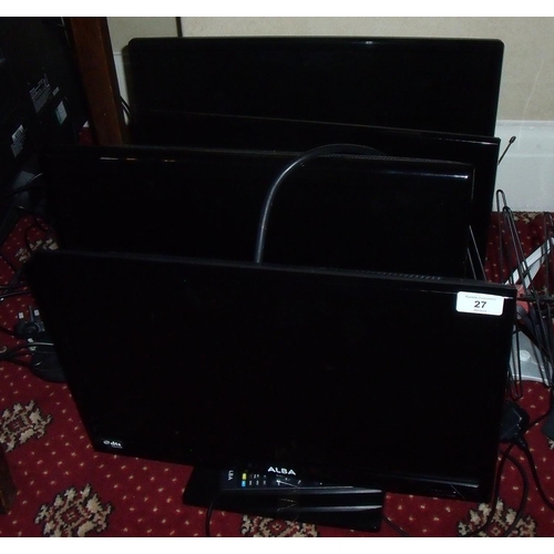 27 - Four small flat screen TVs