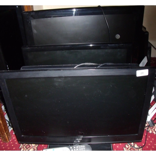 28 - Six flat screen TVs of various sizes