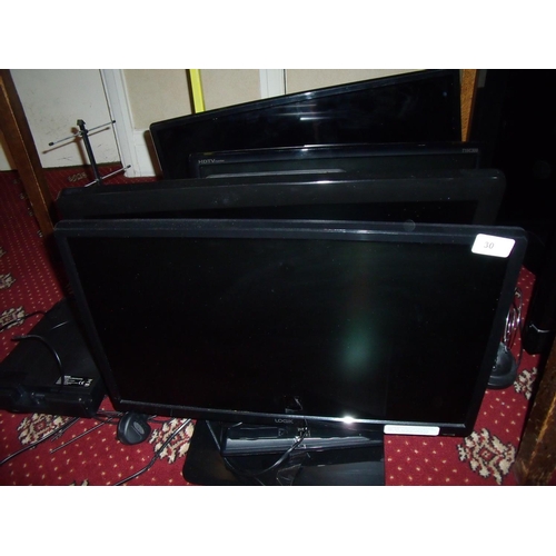 30 - Four small flat screen TVs