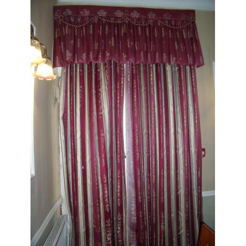 378 - Four sets of curtains and pelmets, approx. 300cm drop from the dining room