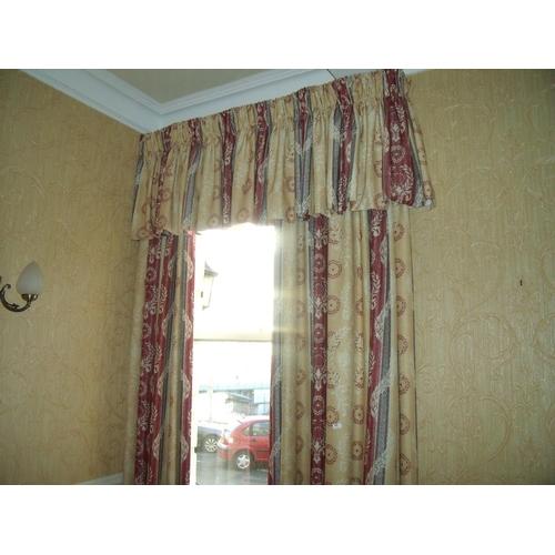 380 - Thee sets of quality lined curtains and pelmets, approx. 300cm drop, from the sitting room