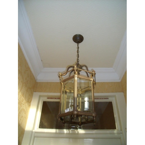 384 - Metal framed bevelled edge glazed Victorian style hall lantern