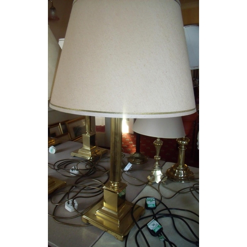 4 - Brass Corinthian column table lamp