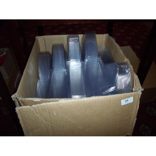 44 - Box of plastic sandwich cases and a box of brown paper bags