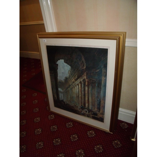 84 - Large pair of gilt framed prints depicting classical ruins (82cm x 93cm)