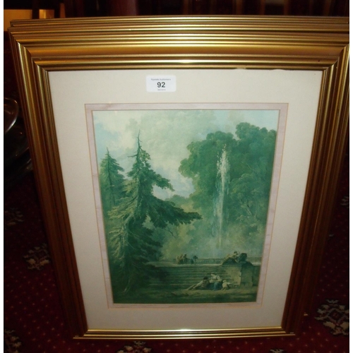 92 - Set of three gilt framed and mounted prints of classical landscape scenes