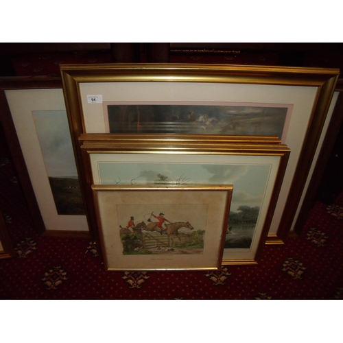 94 - Four framed hunting type prints