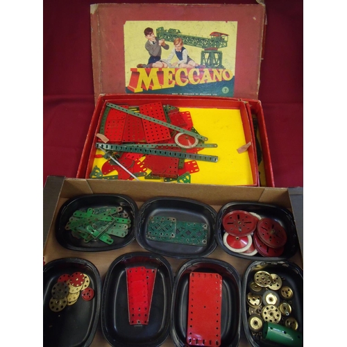 187 - Boxed Meccano No 7 set and a selection of various Meccano parts