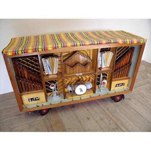 173 - Large handmade wooden model of a steam organ with fitted electric tape recorder and speakers (approx... 