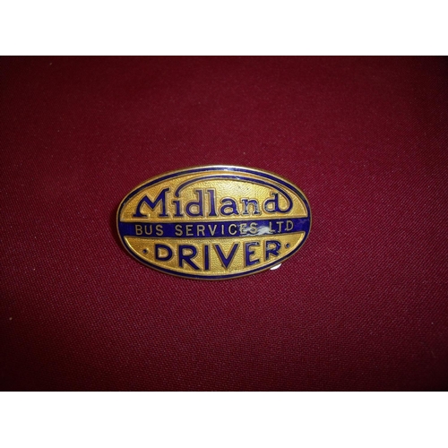 60 - Gilt and enamel Midland Bus Services Ltd drivers cap badge