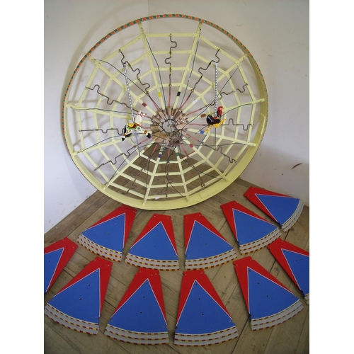 196 - Very large handmade wooden and mechanical model of a carousel (approx diameter 95cm)