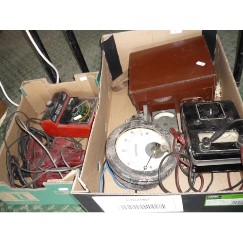 21 - Two boxes of various electrical test meters etc