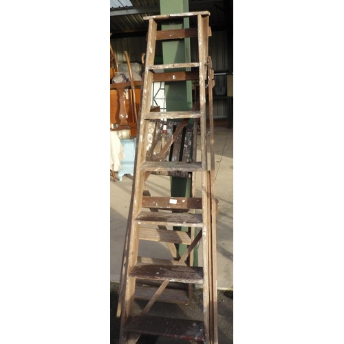 42 - Two sets of wooden step ladders