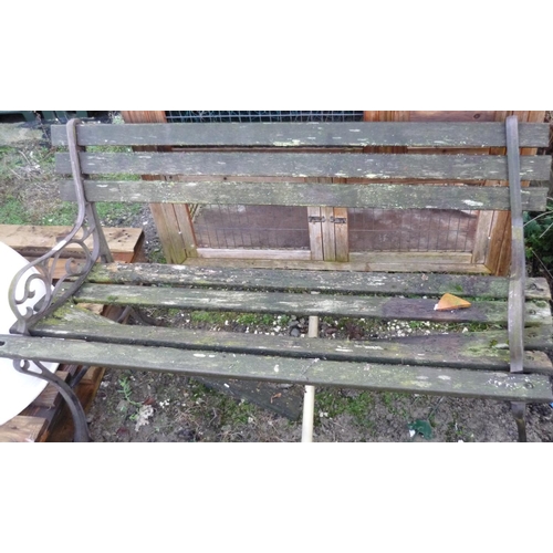 50 - Wooden garden bench with metal bench ends