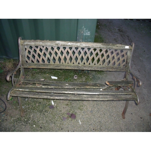 90 - Wood and metal garden bench in need of repair