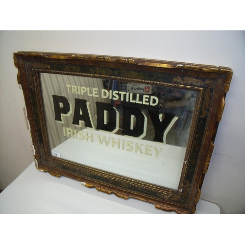 75 - Gilt framed Triple Distilled Paddy Irish Whiskey advertising mirror (68cm x 50cm)