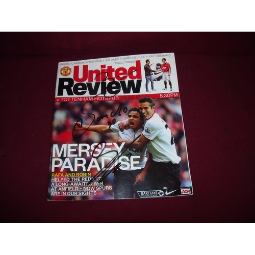 101 - Signed Manchester United United Review Vs Tottenenahm Hotspur 29.09.12, signed by Sandro and three o... 