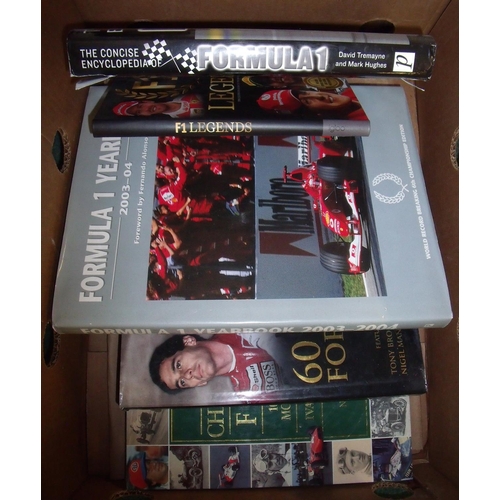 105 - Selection of Formula 1 related hardback books including 'The Checkered Flag', 'F1 Year Book', 'Unsee... 