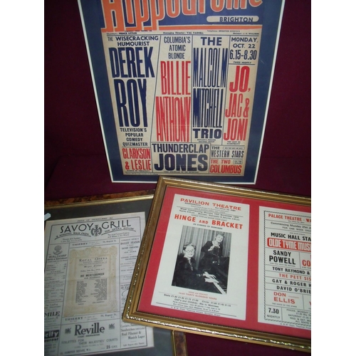 107 - Framed & Mounted Brighton Hippodrome advertising poster, similar theatre programmes for the Pavilion... 