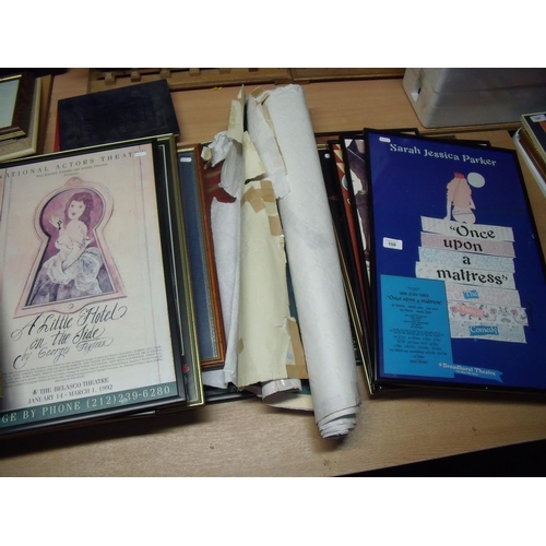 108 - Large selection of framed and unframed theatre advertising posters, flyers etc including Sarah Jessi... 