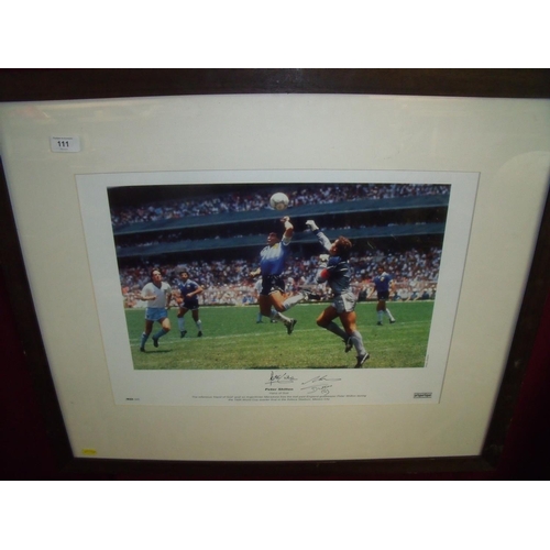 111 - Framed & mounted limited edition photographic print No. 22/500 Peter Shilton 'Hand of God' with Mara... 