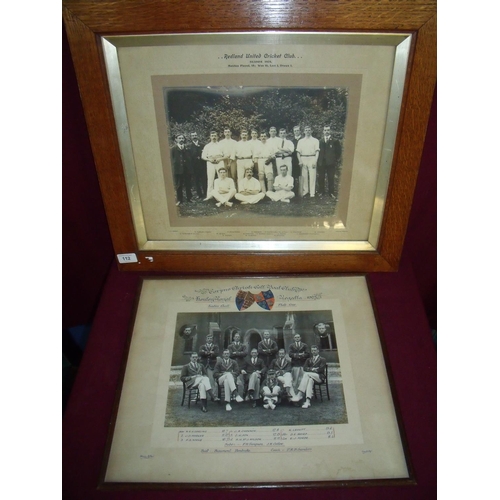 112 - Edwardian oak framed print for Redlund United Cricket Club 1904 and another for The Henley Royal Reg... 