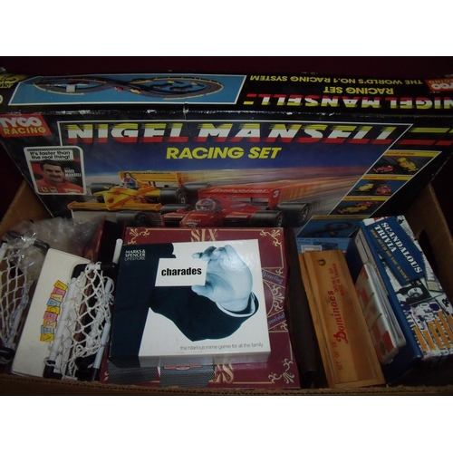 149 - Selection of vintage and other games in 2 boxes including Nigel Manzell Racing Set, Hoopla, Bingo, L... 