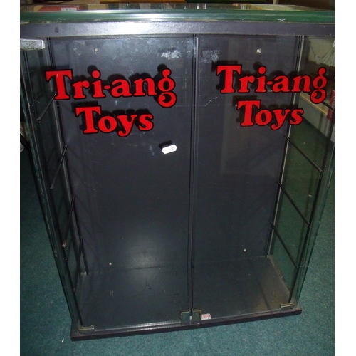 150 - Tri-ang glass display cabinet with 4 internal glass shelves and two glazed doors (61cm x 25cm x 72cm... 