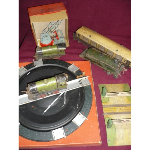 155 - A selection of Hornby 0 gauge railway including a large selection of track, Pullman passenger carria... 