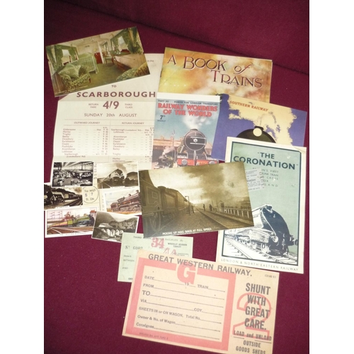 20 - Small selection of railway ephemera including postcards, paperwork etc