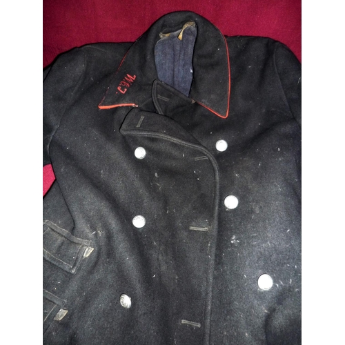 28 - Vintage Wigan Corporation Tramways driver's jacket with embroidered collar & leather cuffs