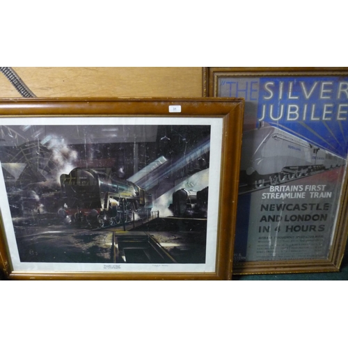 31 - Large framed and mounted railway print 'Pacific at Rest' by Chamberlain (94cm x 75cm) and a Silver J... 