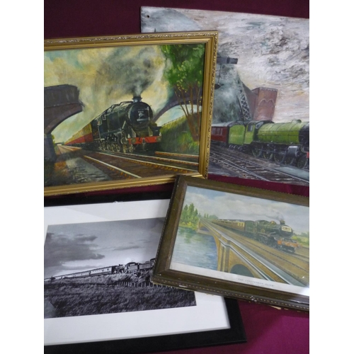 33 - Selection of various assorted railway related prints, pictures, oil paintings etc. (Qty)