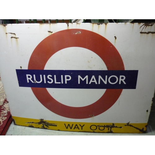 4 - Large London Transport Underground Railway enamel 'Way Out' sign for Ruislip Manor (152 x 115 cm)