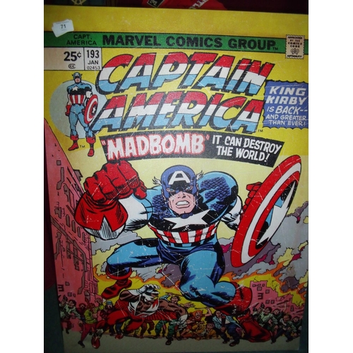 71 - Captain America Marvel Comics print on canvas