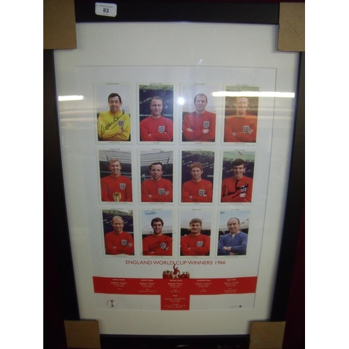 83 - Framed and mounted England World Cup Winners 1966 souvenir picture signed by Geoff Hurst, Gordon Ban... 