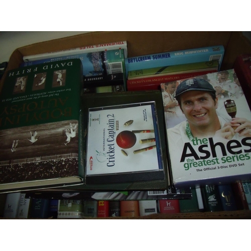 88 - Large selection of mostly hardback cricket related books in two boxes