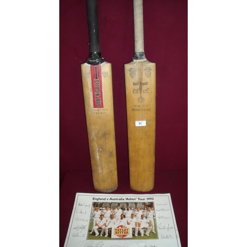 91 - Geoff Boycott Gray Nicolls signature bat and a Gray Nicolls steel spring cricket bat (2)