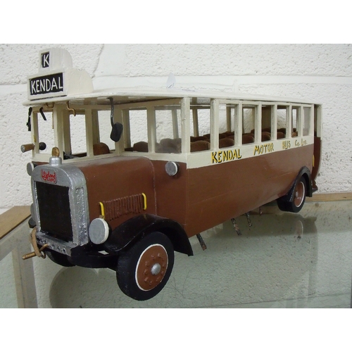 175 - Handmade wooden model of a bus for 'Kendal Motor Bus Co Ltd'