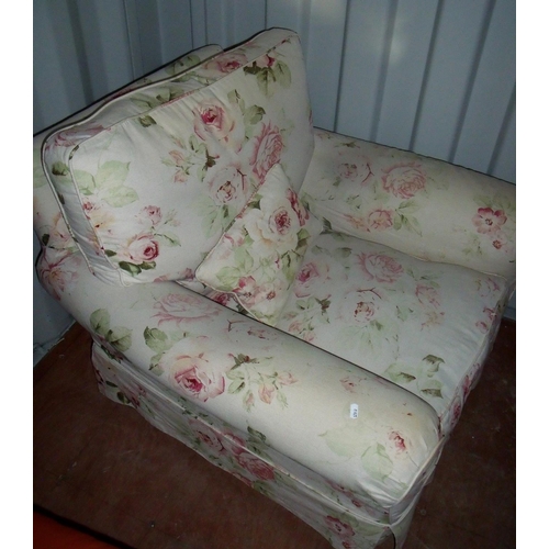 418 - Victorian style deep seated upholstered armchair on turned supports